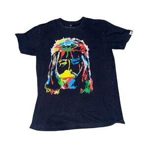 World vision Jesus Black Graphic T-Shirt with Colorful Design